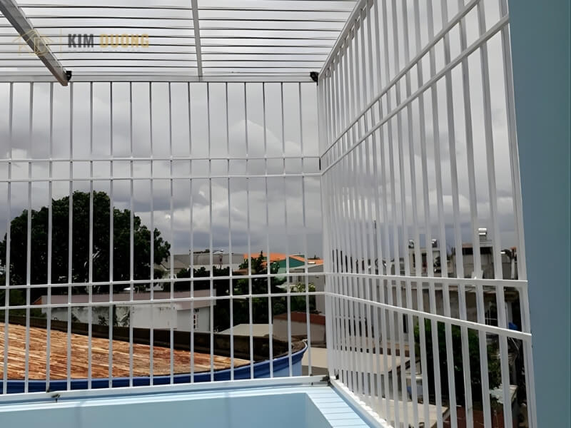 công trình khung bảo vệ tầng thượng cho khách tại hoài đức hà nội