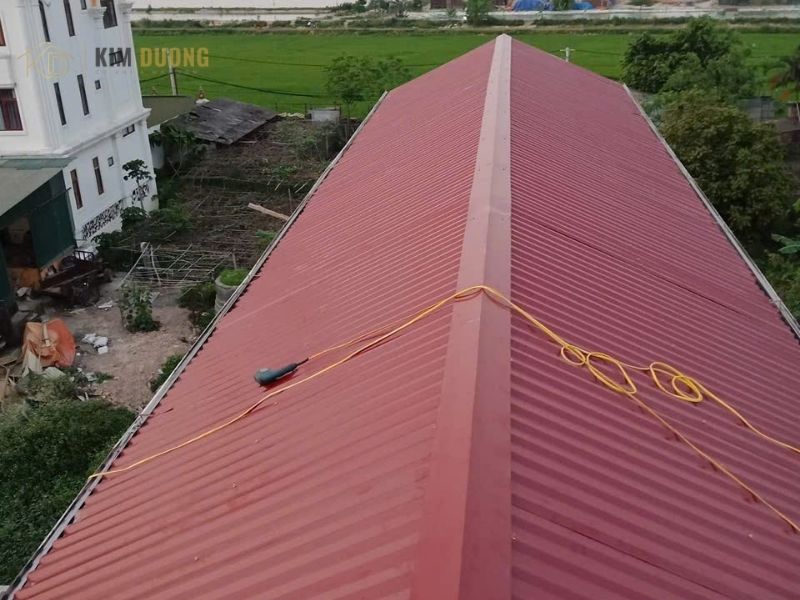 công trình mái tôn lạnh lợp nhà 2 mái ở phúc thọ - hà nội