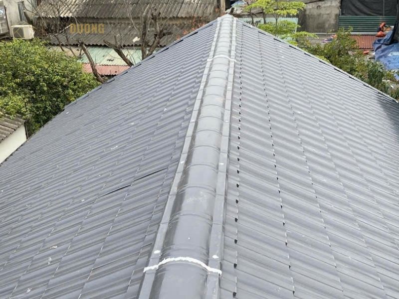 công trình nhà 2 mái lợp tôn giả ngói ở thường tín - hà nội