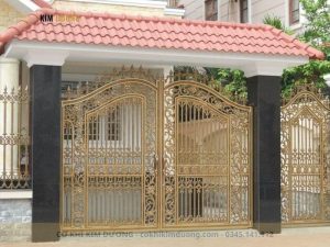 mái cổng lợp tôn giả ngói màu đỏ