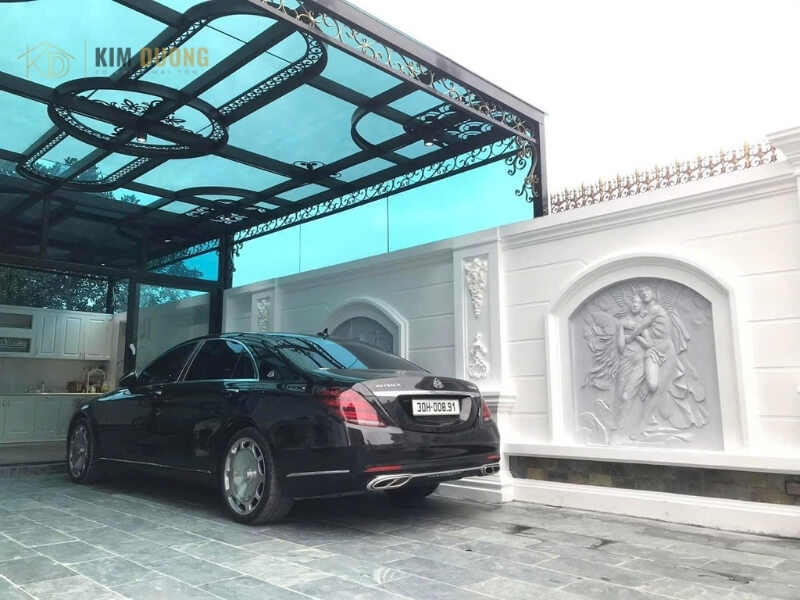 mái kính để xe tiện lợi tạo không gian hiện đại