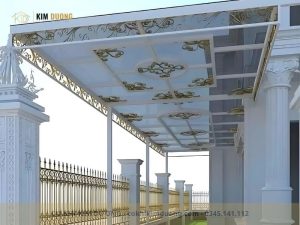 mẫu mái kính che sân sang trọng