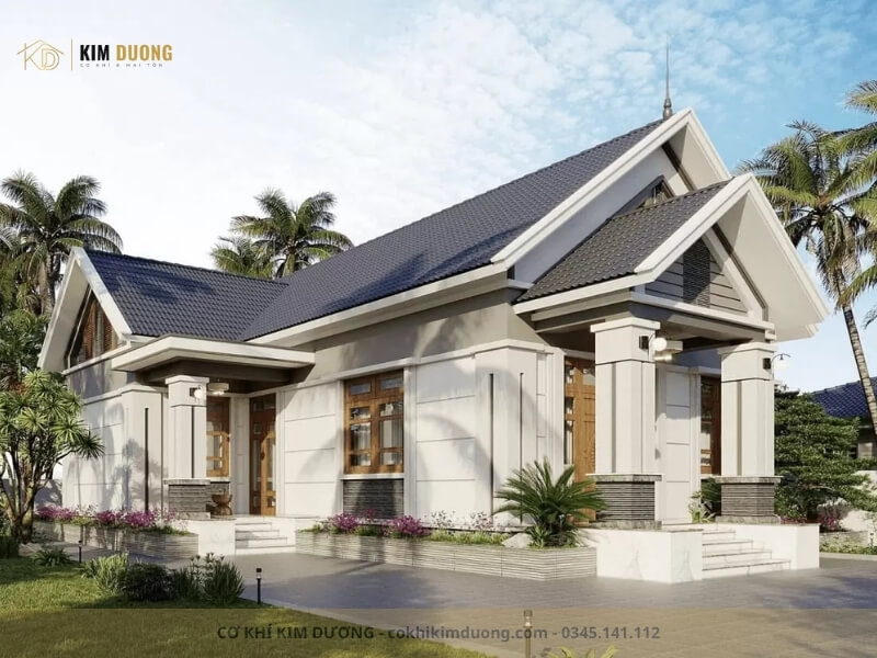 thiết kế tôn chống ồn chống nóng cho biệt thự sân vườn