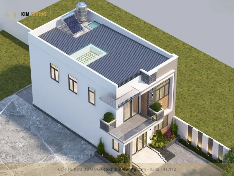 kiểu nhà thiết kế sê nô giấu mái hiện đại