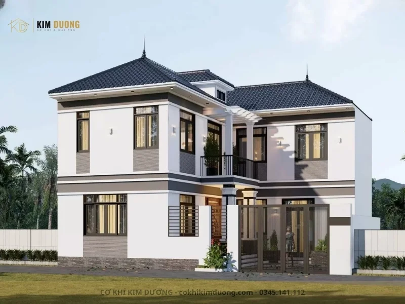 mẫu mái nhật lợp tôn xanh than hiện đại