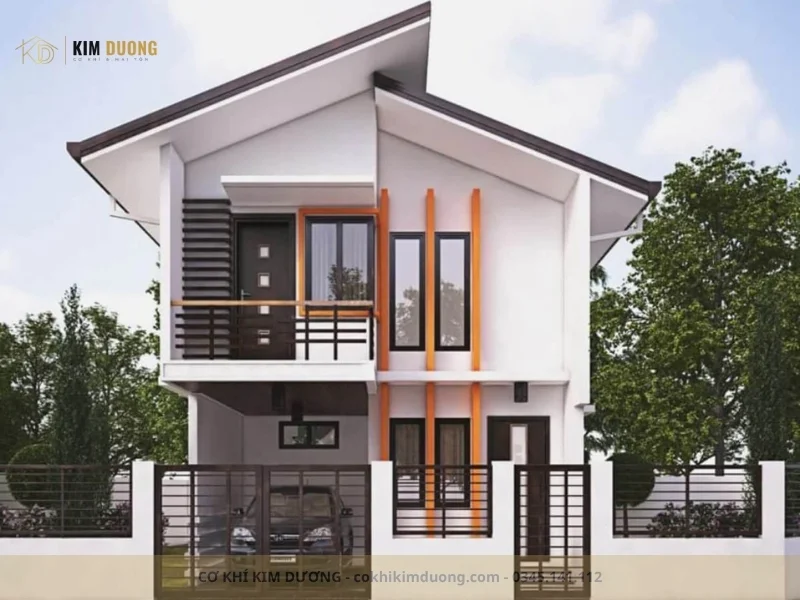 nhà ống lợp mái tôn kiểu mái lệch sáng tạo
